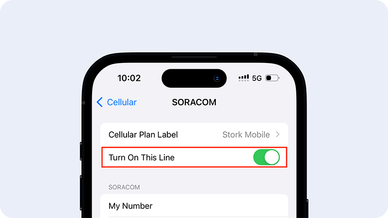 Turn on Stork Mobile eSIM (Cellular Plan)